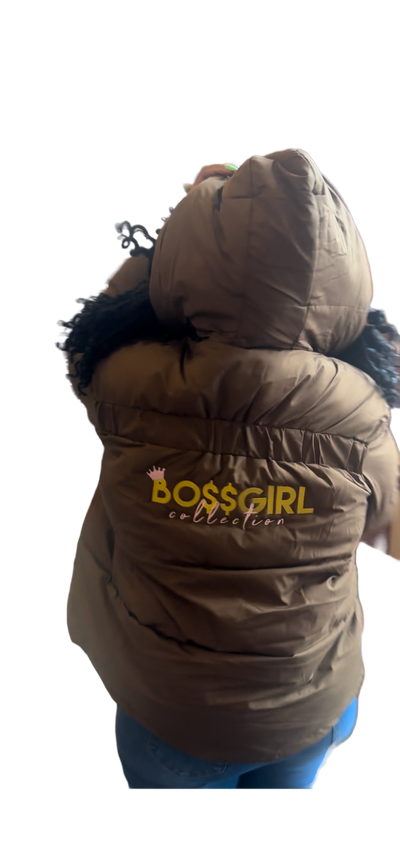 Brown Boss Girl Puffer Jacket
