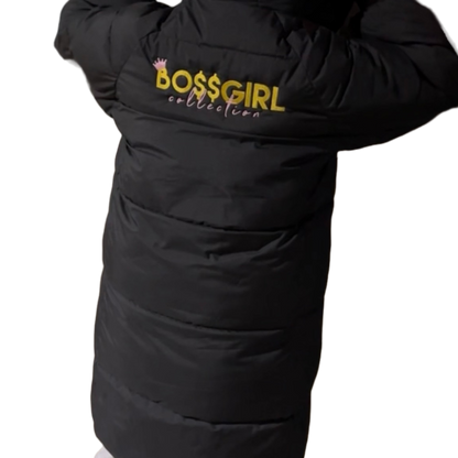 Long Black Boss Girl Puffer Coat